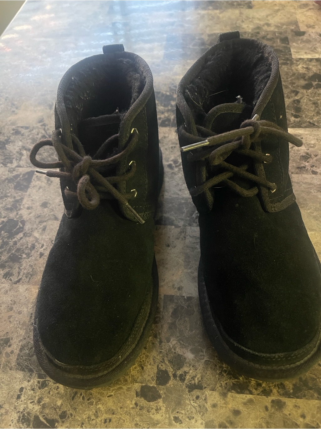 Ugg Kids Black Suede Lace-Up Ankle Boots